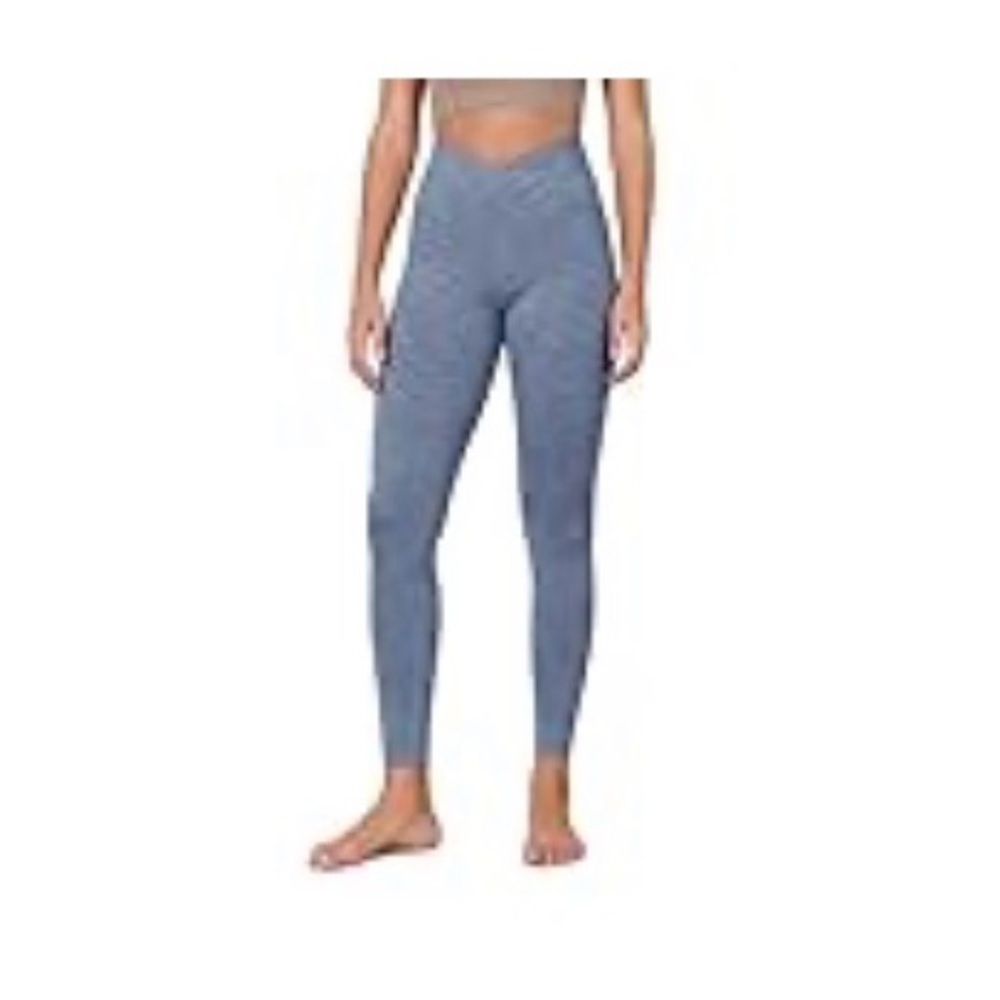 Women's Heather Blue and Black Cross Waist Leggings by Ododos (2 pack) C210 - Picture 2 of 8